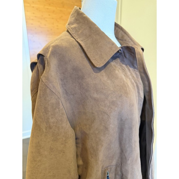 Joseph & Feiss Unisex Brown Suede Bomber Jacket Full Zip Collared Size M - Picture 3 of 9